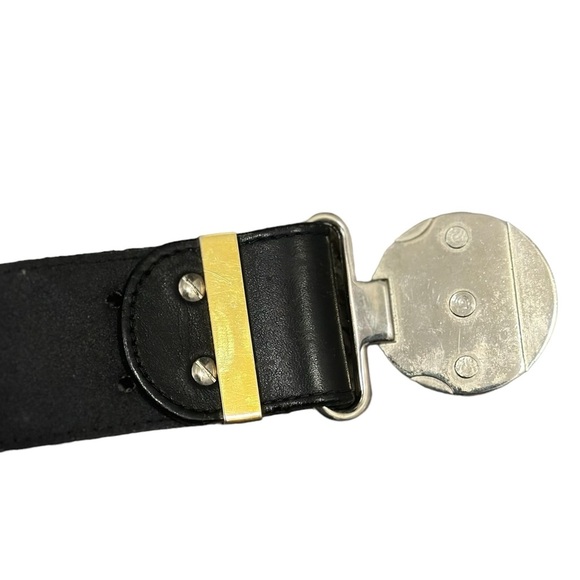Authentic Versus Gianni Versace Women’s Black/Gold Leather Belt Vintage SZ 75/30 - Picture 7 of 10